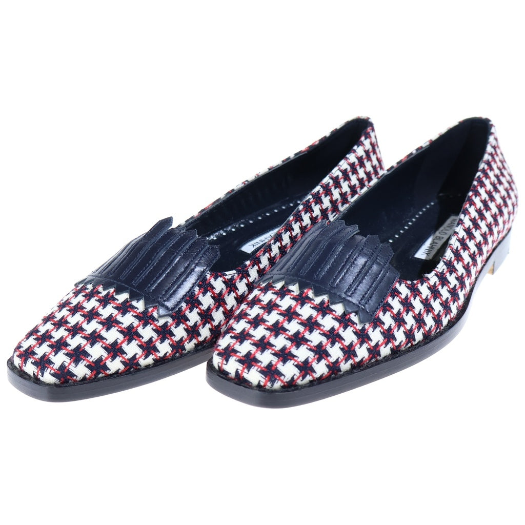 MANOLO BLAHNIK(マノロブラニク) チェック柄 パンプス シューズ ネイビー×レッド #35 レディース