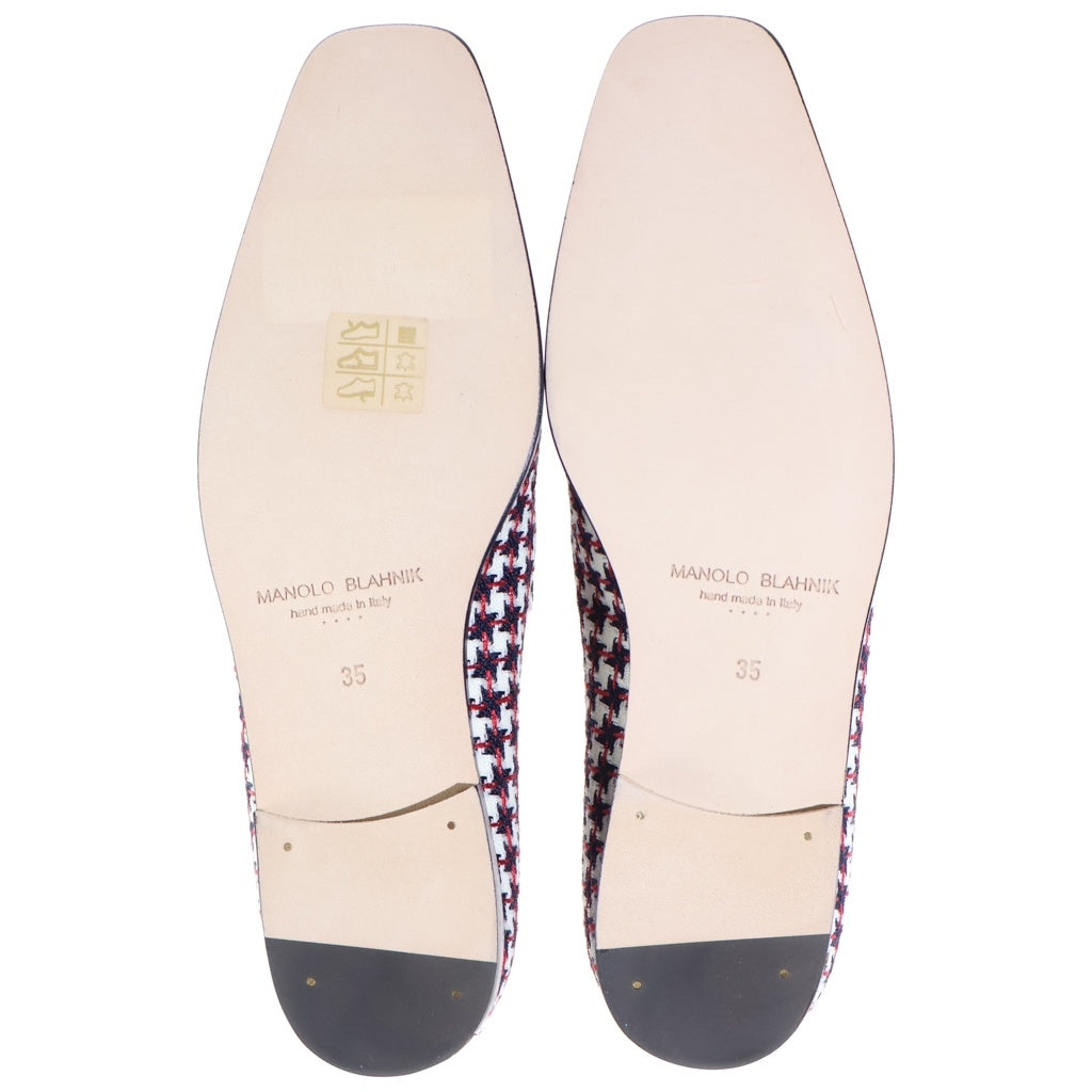MANOLO BLAHNIK(マノロブラニク) チェック柄 パンプス シューズ ネイビー×レッド #35 レディース
