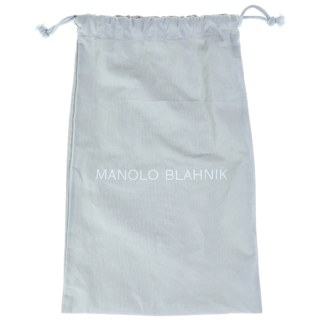 MANOLO BLAHNIK(マノロブラニク) サイドボタン ヒールパンプス ブラック×ベージュ レザー レディース