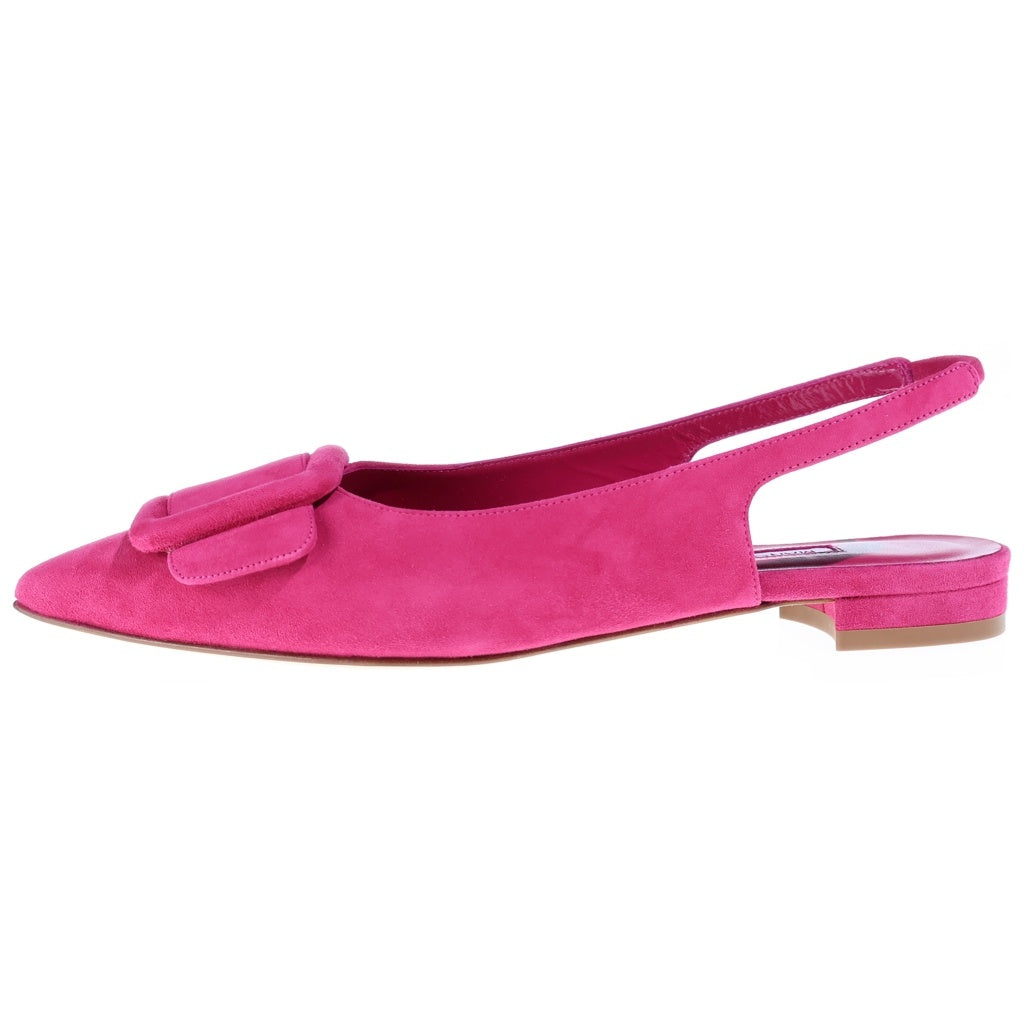 MANOLO BLAHNIK(マノロブラニク) MAYLURA メイルラ スクエアバックル フラットシューズ ミュール スエードレザー ピンク レディース