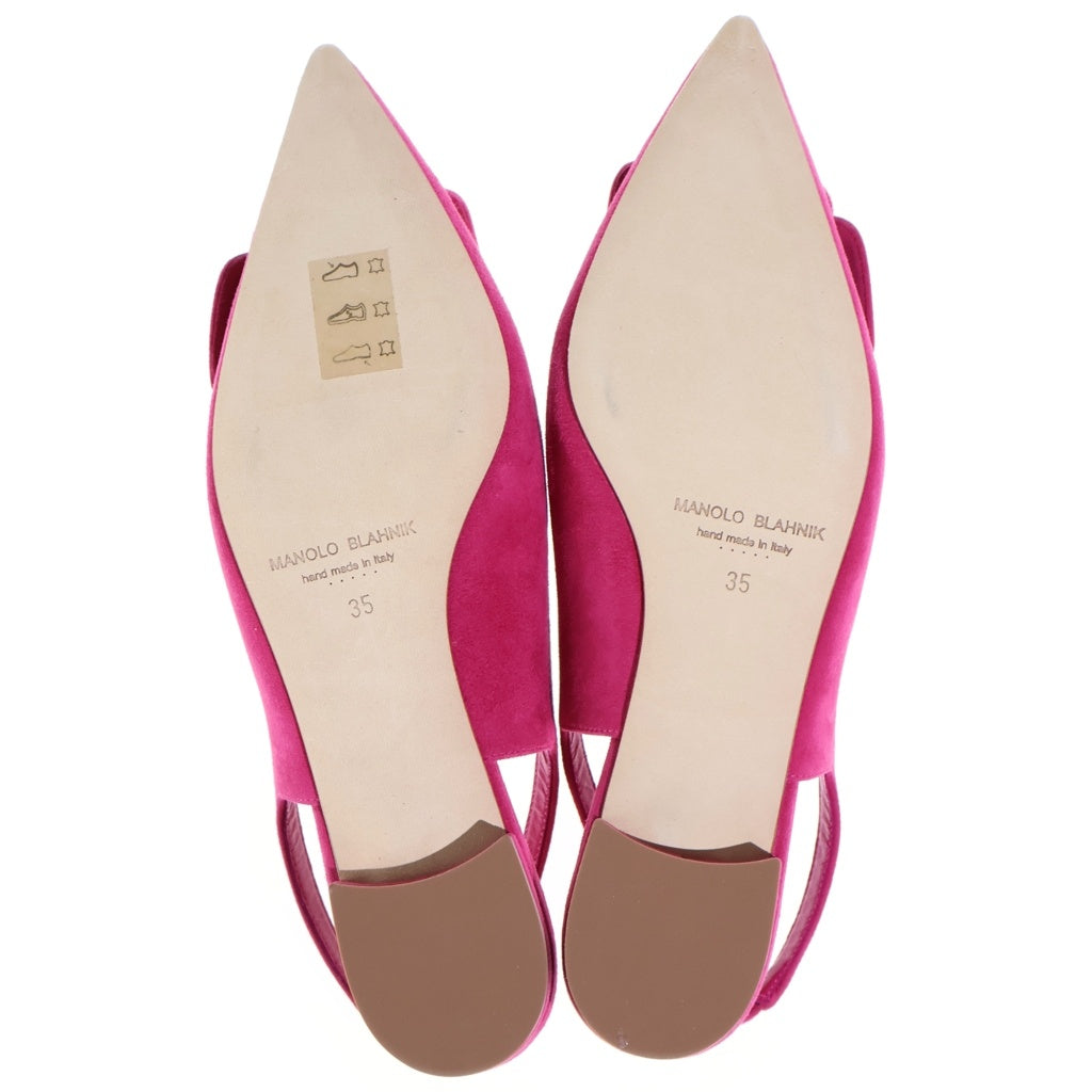 MANOLO BLAHNIK(マノロブラニク) MAYLURA メイルラ スクエアバックル フラットシューズ ミュール スエードレザー ピンク レディース