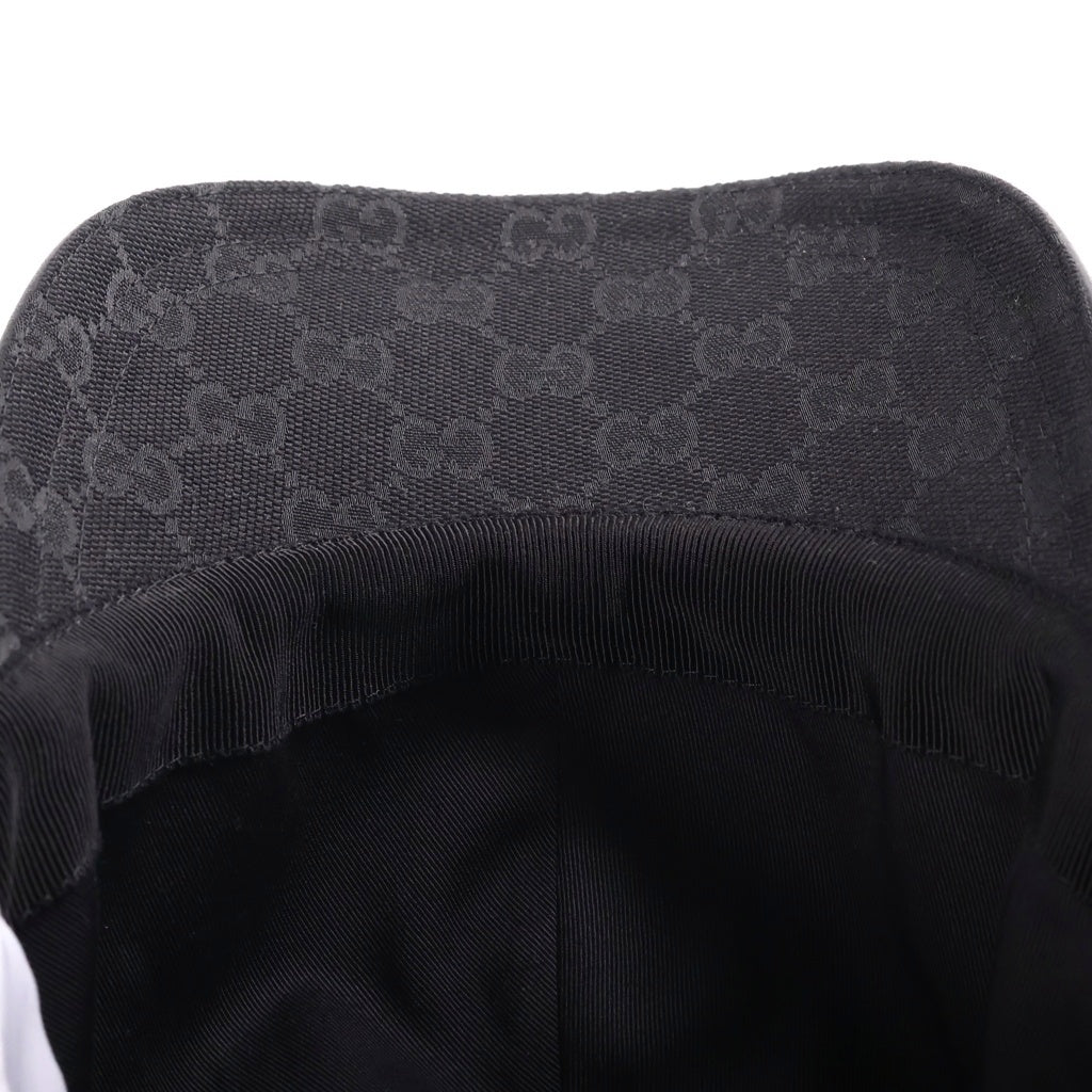 GUCCI(グッチ) ウェブ ストライプ シェリーライン GGキャンバス ベースボールキャップ 帽子 #L ブラック