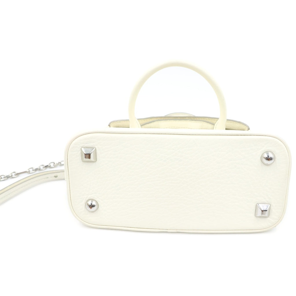 Maison Margiela(メゾンマルジェラ) 5AC マイクロ 2WAYハンドバッグ ショルダーバッグ ホワイト レザー×キャンバス S56WG0081 シルバー金具
