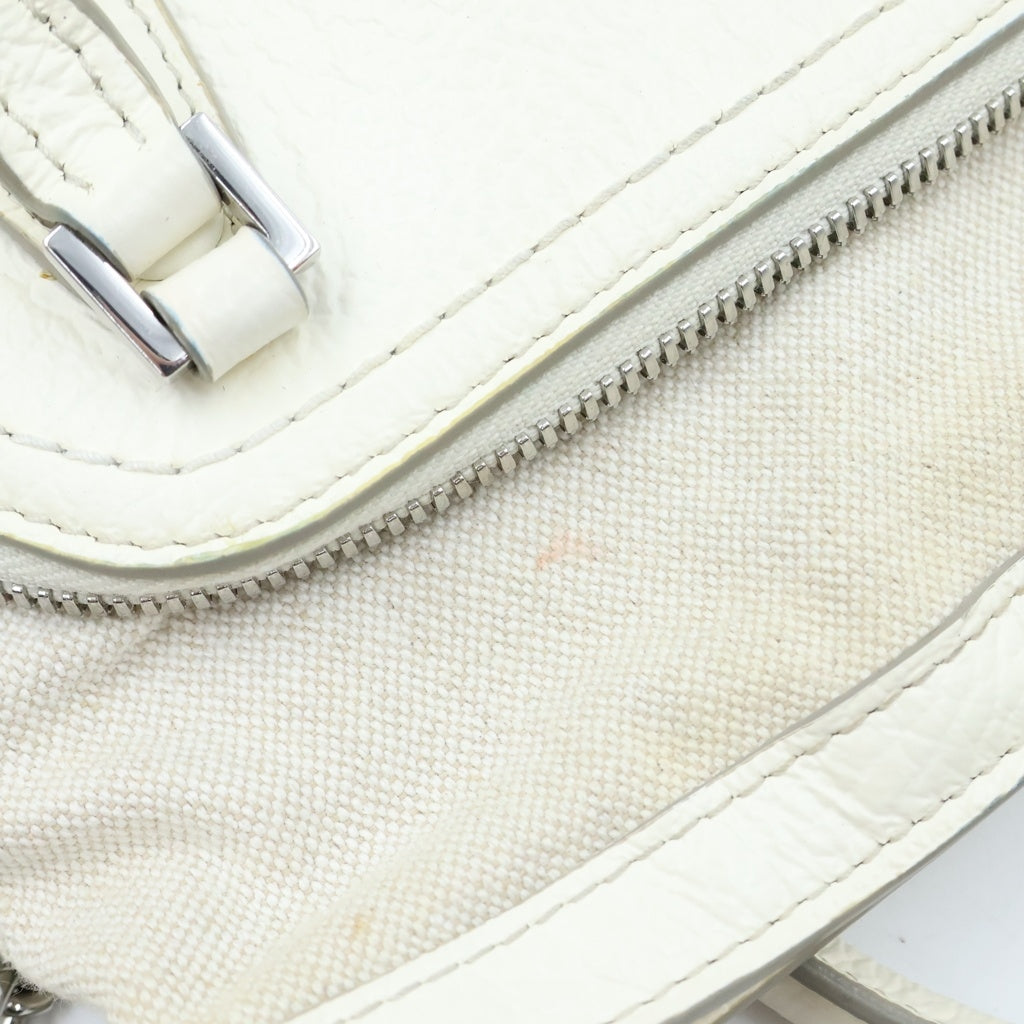 Maison Margiela(メゾンマルジェラ) 5AC マイクロ 2WAYハンドバッグ ショルダーバッグ ホワイト レザー×キャンバス S56WG0081 シルバー金具