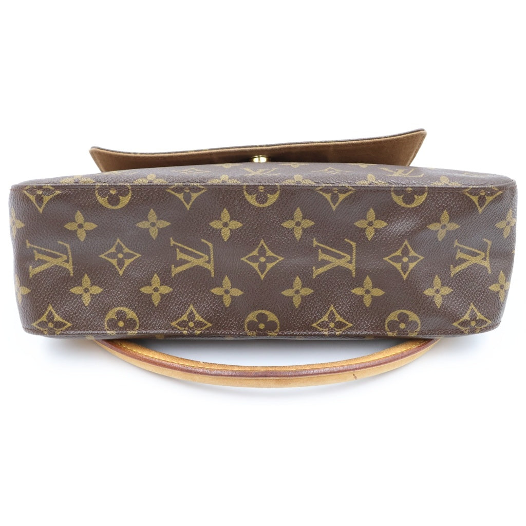 LOUIS VUITTON(ルイヴィトン) モノグラム ミニルーピング ハンドバッグ ワンショルダーバッグ ブラウン レザー×PVC M51147 ゴールド金具