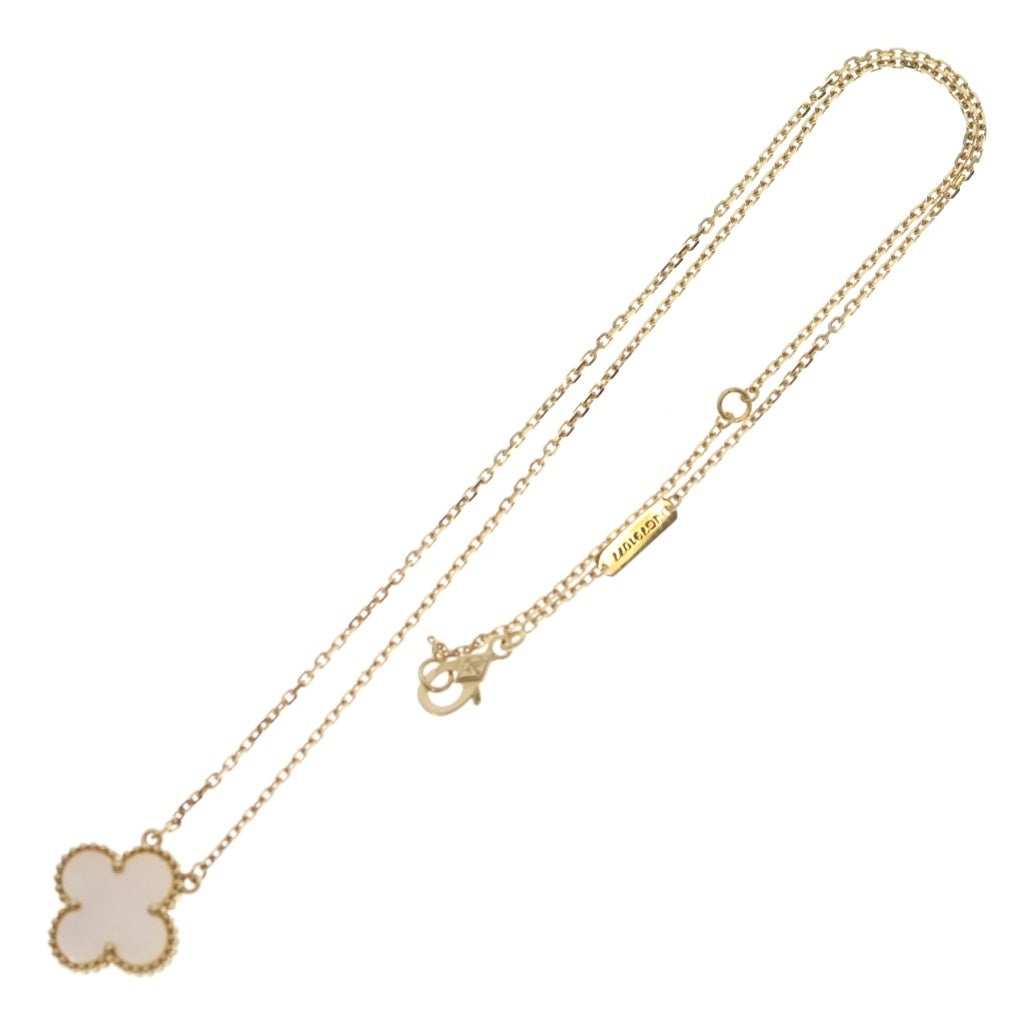 Van Cleef & Arpels(ヴァンクリーフアンドアーペル) ヴィンテージアルハンブラ マザーオブパール ネックレス ペンダント チェーン ゴールド×ホワイト Au750YG VCARA45900 レディース