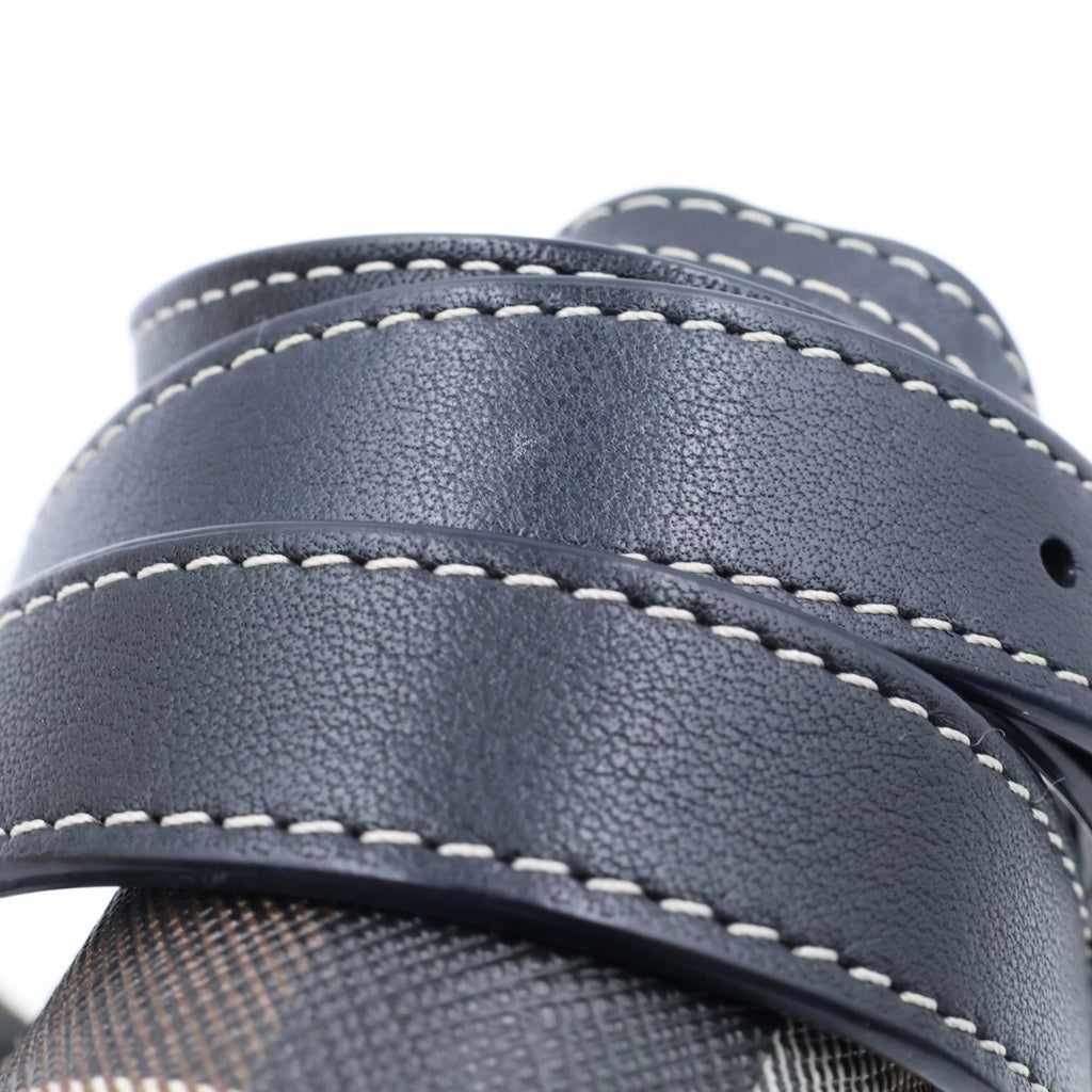 BURBERRY(バーバリー) ノバチェック PVC レザー シルバー金具 ショルダーバッグ ブラック/ブラウン レディース