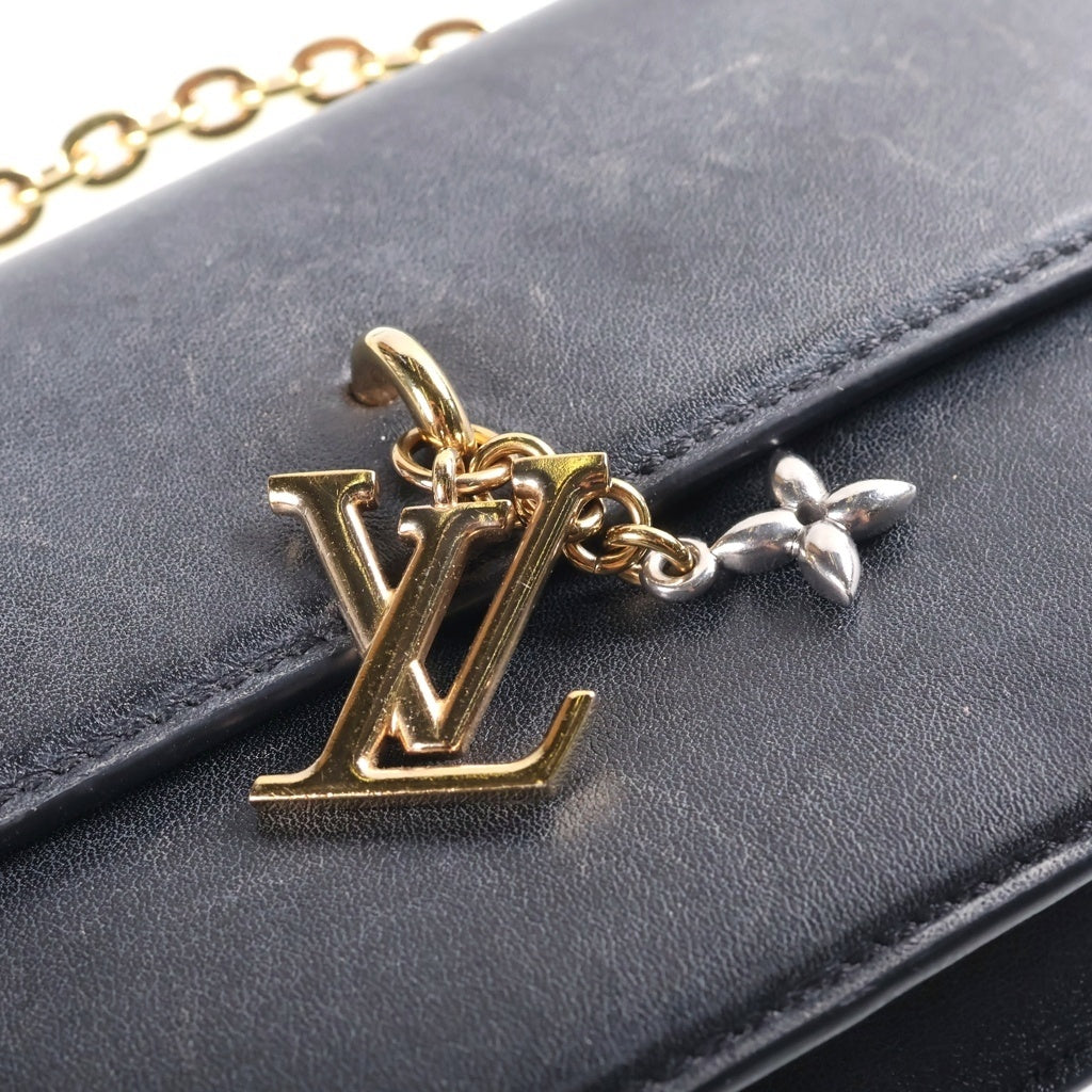 LOUIS VUITTON(ルイヴィトン) LVブルーム チェーンウォレット ショルダーバッグ ブラック ノワール カーフレザー M14564 ゴールド金具 レディース