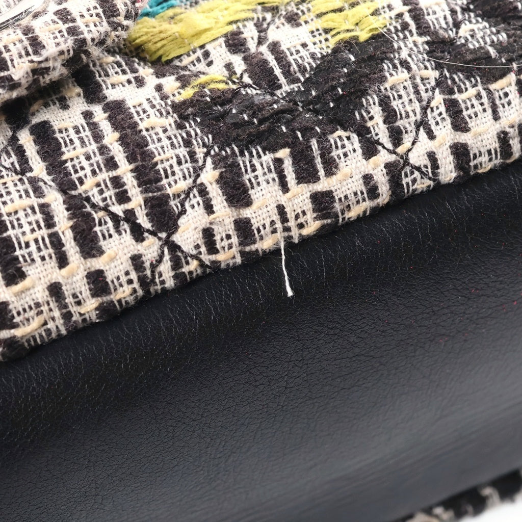 CHANEL(シャネル) マトラッセ ココマーク Wフラップ Wチェーン ツイード ショルダーバッグ マルチカラー レザー A90684 シルバー金具 レディース
