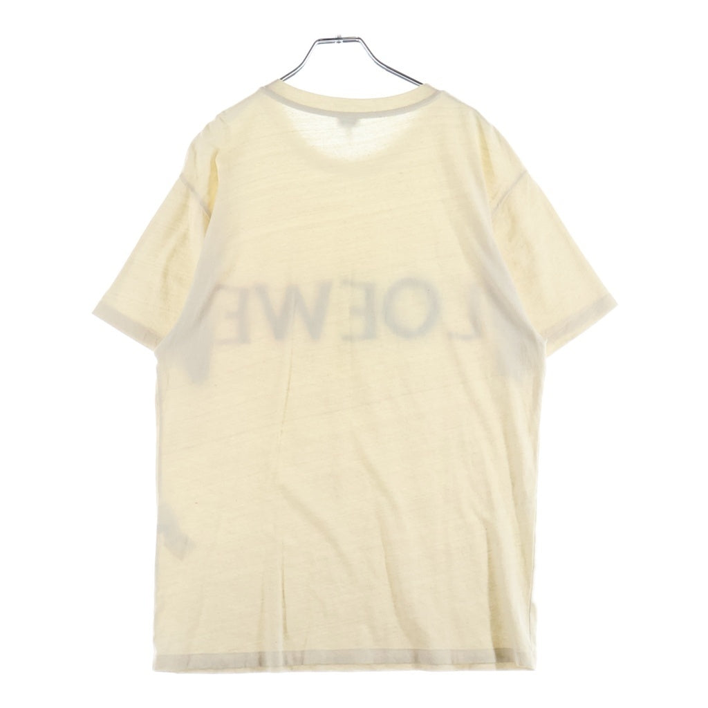 LOEWE(ロエベ) アップリケロゴ ネップ加工 コットン×シルク クルーネック 半袖 Tシャツ カットソー M ベージュ H6299620PC