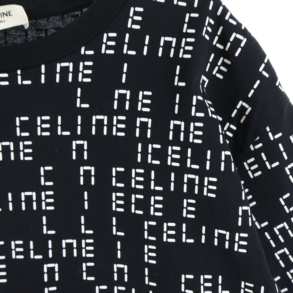 CELINE(セリーヌ) デジタルロゴプリント コットン クルーネック 半袖 Tシャツ カットソー M ブラック 2X651637O