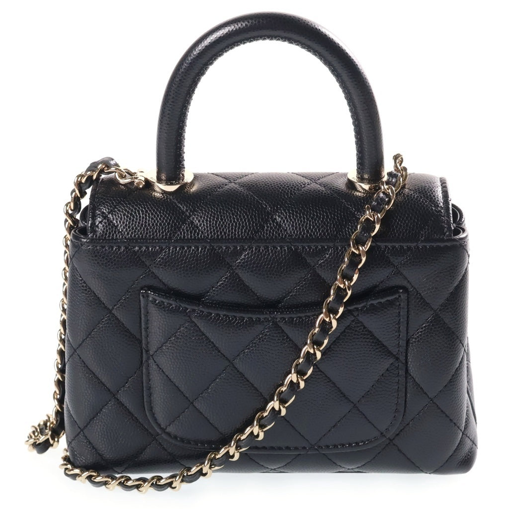 CHANEL(シャネル) ココハンドル ミニミニ 2WAYチェーンショルダーバッグ ハンドバッグ 2WAY ブラック キャビアスキン ゴールド金具 ランダムシール レディース