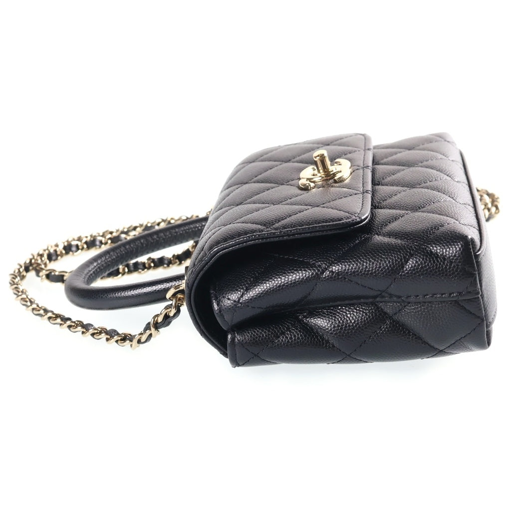 CHANEL(シャネル) ココハンドル ミニミニ 2WAYチェーンショルダーバッグ ハンドバッグ 2WAY ブラック キャビアスキン ゴールド金具 ランダムシール レディース