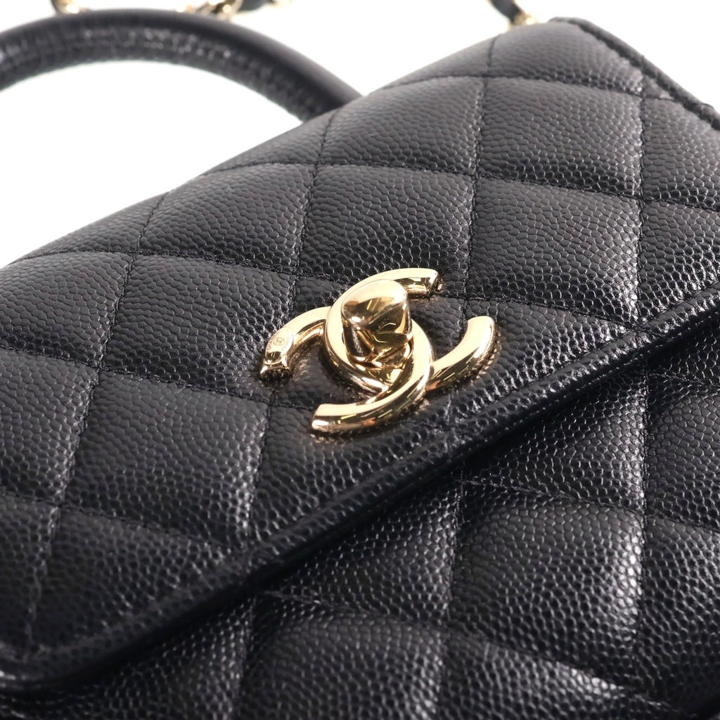 CHANEL(シャネル) ココハンドル ミニミニ 2WAYチェーンショルダーバッグ ハンドバッグ 2WAY ブラック キャビアスキン ゴールド金具 ランダムシール レディース