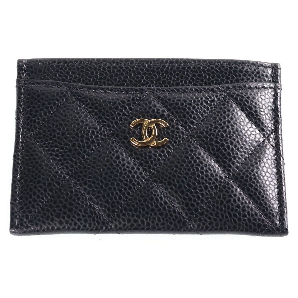 CHANEL(シャネル) ココマーク マトラッセ カードケース 名刺入れ ブラック キャビアスキン AP0213 ゴールド金具 レディース