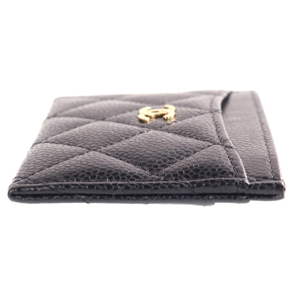 CHANEL(シャネル) ココマーク マトラッセ カードケース 名刺入れ ブラック キャビアスキン AP0213 ゴールド金具 レディース