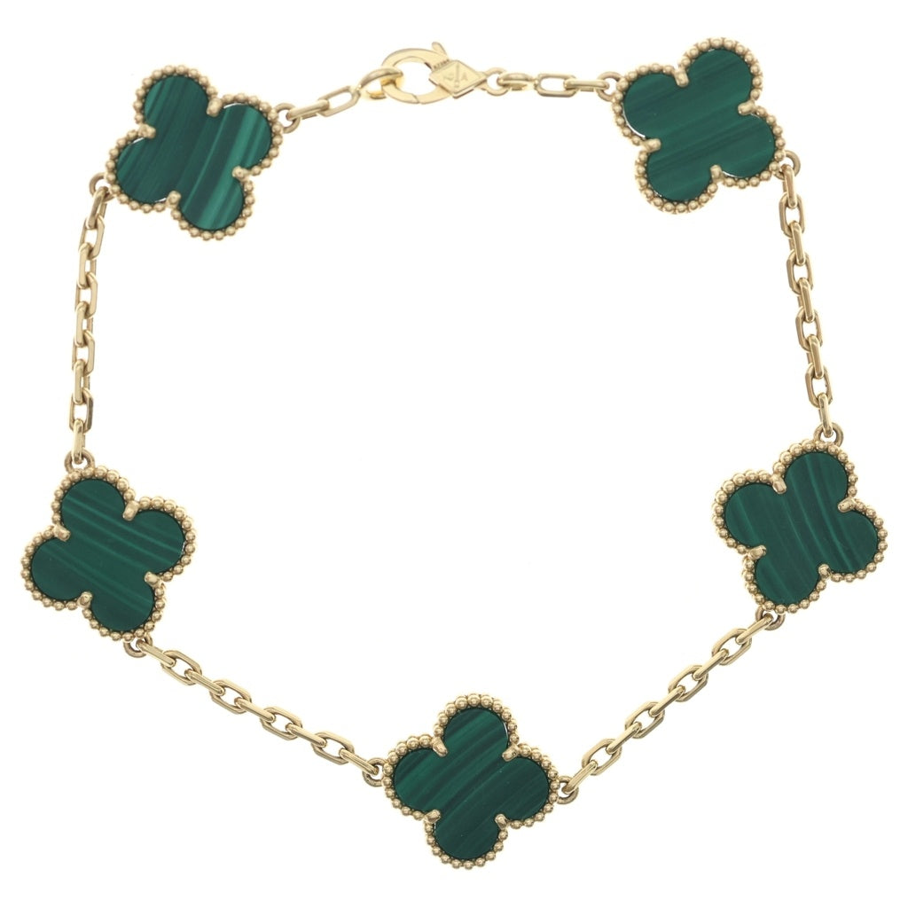 Van Cleef & Arpels(ヴァンクリーフアンドアーペル) ヴィンテージアルハンブラ 5Pブレスレット マラカイト イエローゴールド×グリーン Au750 レディース