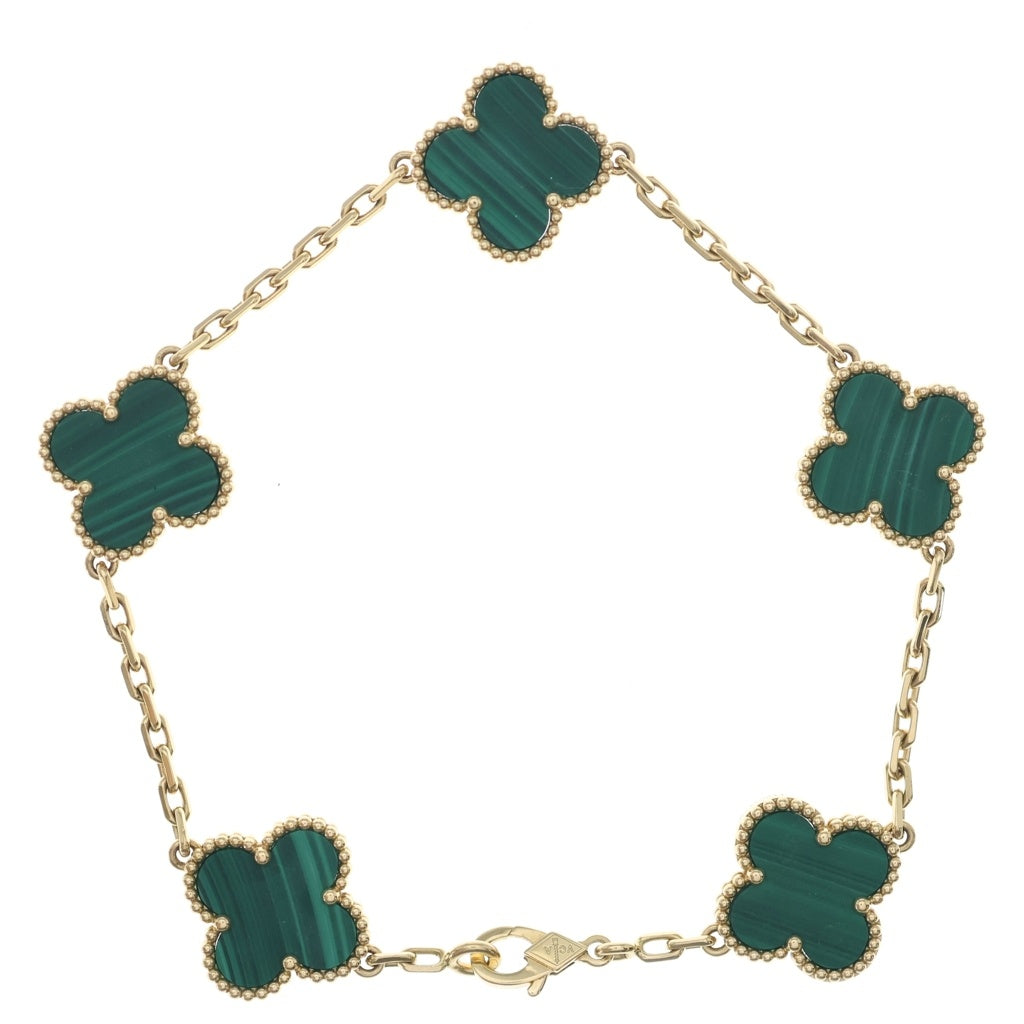 Van Cleef & Arpels(ヴァンクリーフアンドアーペル) ヴィンテージアルハンブラ 5Pブレスレット マラカイト イエローゴールド×グリーン Au750 レディース