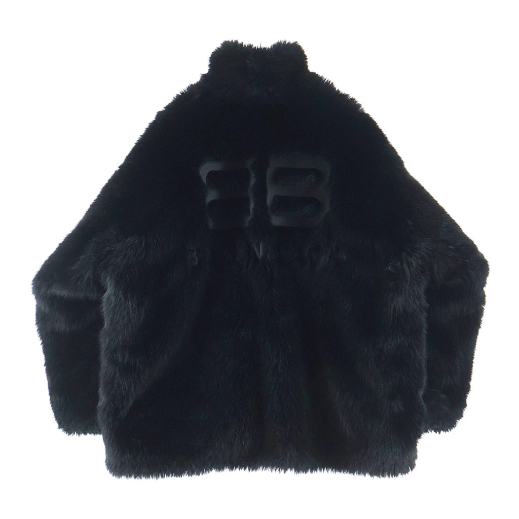 BALENCIAGA(バレンシアガ) BBバックロゴ ジップアップ ファージャケット ブラック 768980 TPQ23