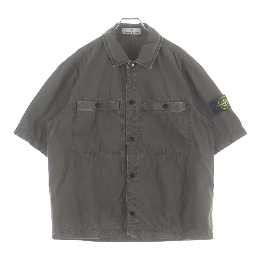 STONE ISLAND(ストーンアイランド) ブラッシュ加工 コットンキャンバス 半袖シャツ カーキ K1S151200029