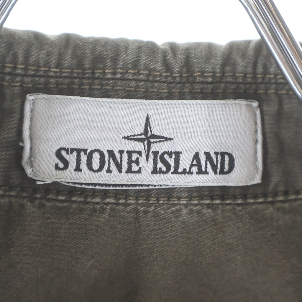 STONE ISLAND(ストーンアイランド) ブラッシュ加工 コットンキャンバス 半袖シャツ カーキ K1S151200029
