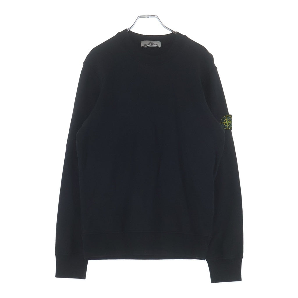 STONE ISLAND(ストーンアイランド) 24SS ロゴワッペン付 コットン クルーネック 長袖スウェット トレーナー カットソー ブラック 801563051