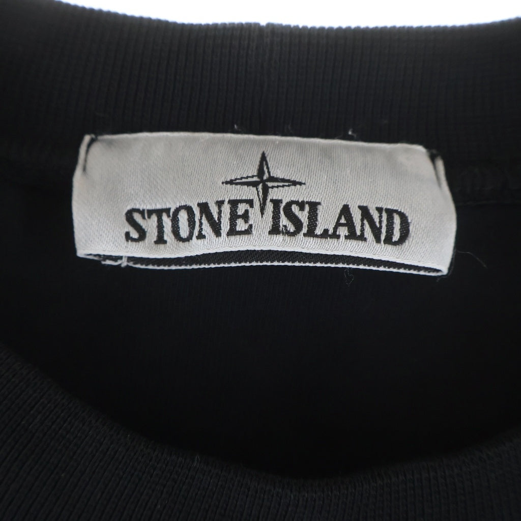 STONE ISLAND(ストーンアイランド) 24SS ロゴワッペン付 コットン クルーネック 長袖スウェット トレーナー カットソー ブラック 801563051
