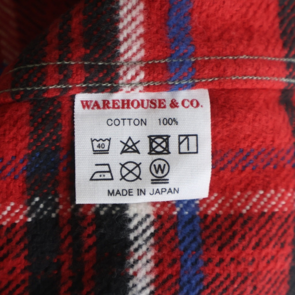 WAREHOUSE(ウェアハウス) チェック柄 ネルシャツ 長袖 レッド