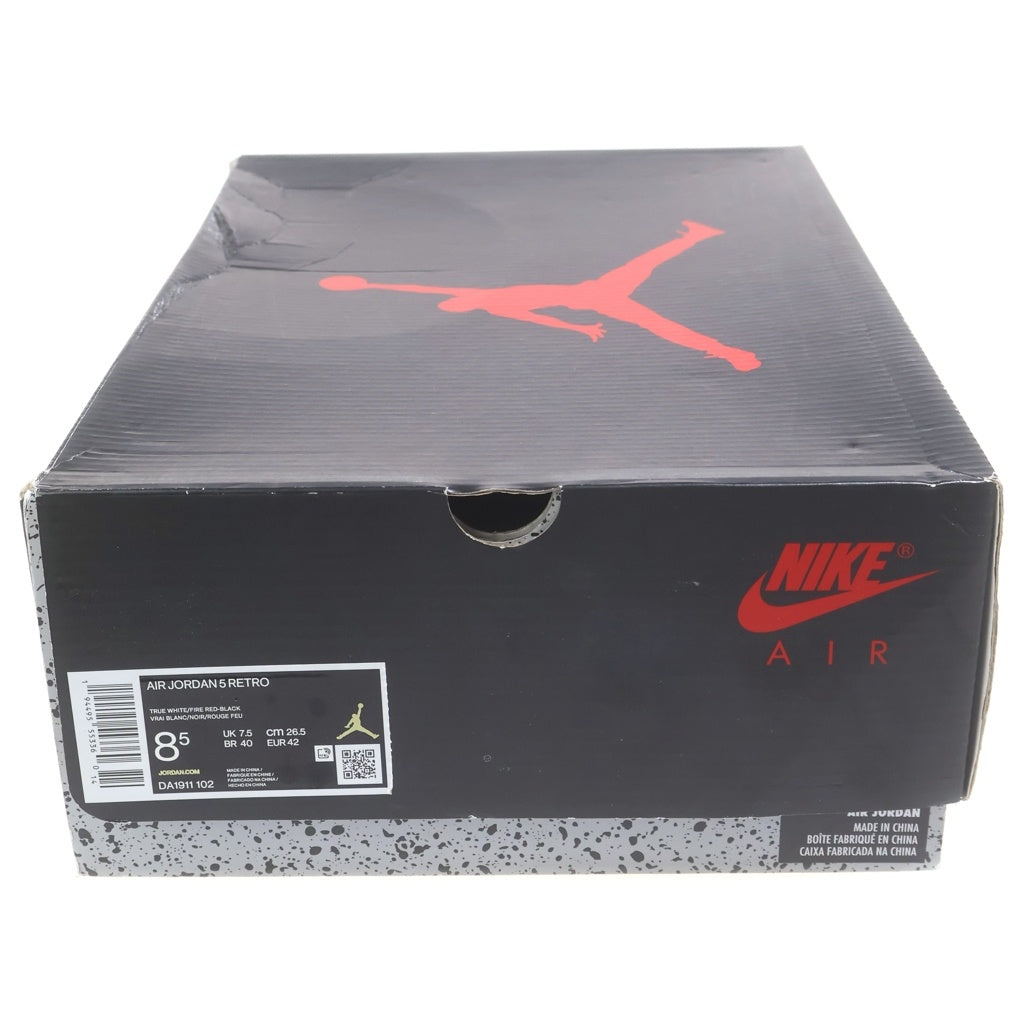 NIKE(ナイキ) AIR JORDAN 5 RETRO FIRE RED エアジョーダン5 ファイアレッド ハイカットスニーカー ホワイト/レッド US8.5/26.5cm DA1911-102