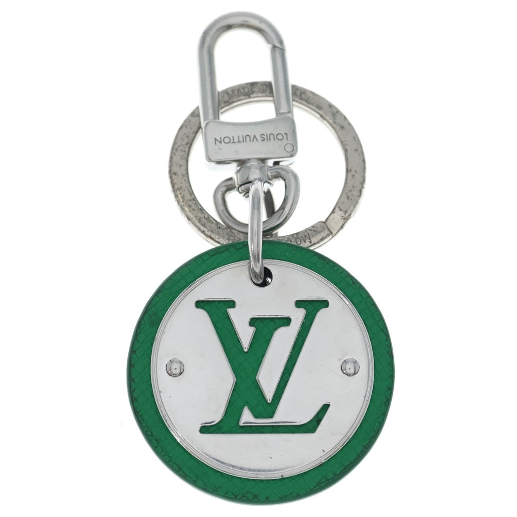 LOUIS VUITTON(ルイヴィトン) LV サークル メタル レザー キーホルダー グリーン/シルバー M01746