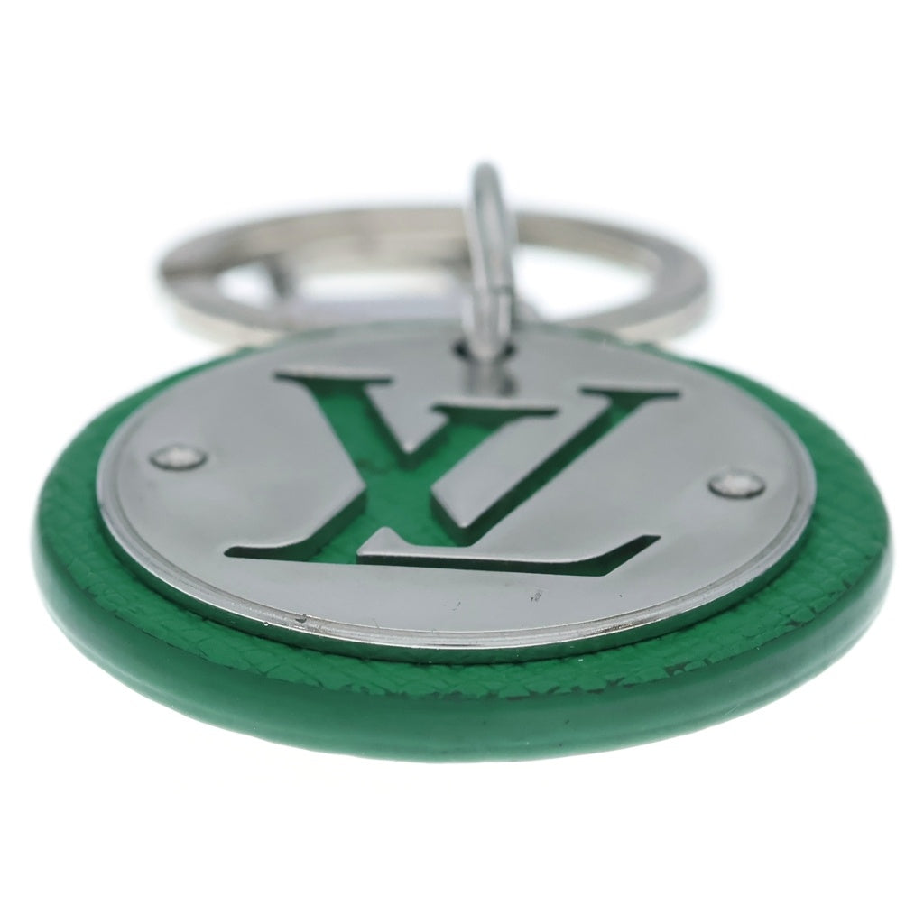 LOUIS VUITTON(ルイヴィトン) LV サークル メタル レザー キーホルダー グリーン/シルバー M01746