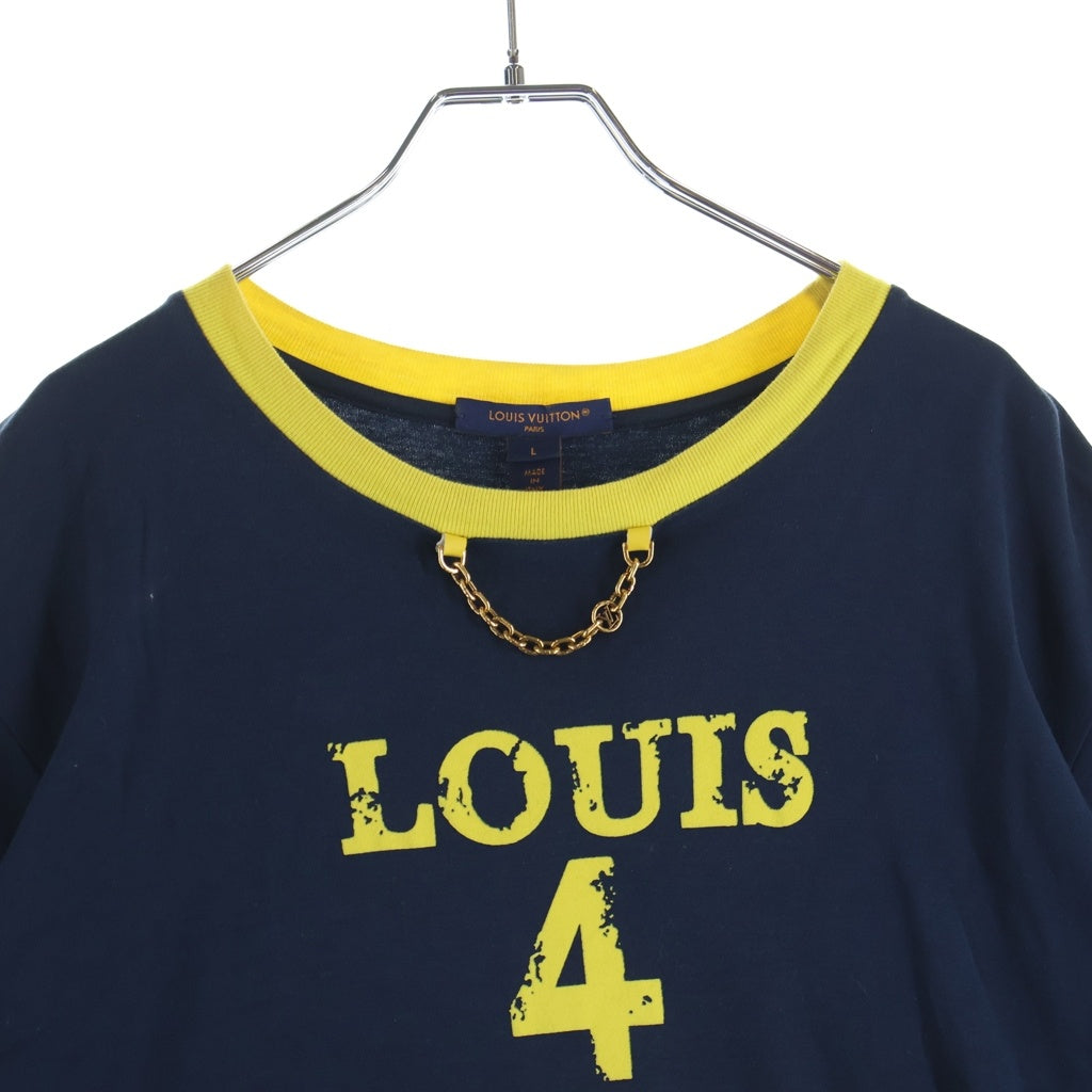 LOUIS VUITTON(ルイヴィトン) 23SS ネックチェーンフロント クルーネック 半袖Tシャツ カットソー ネイビー RW232W UOL FPTS10