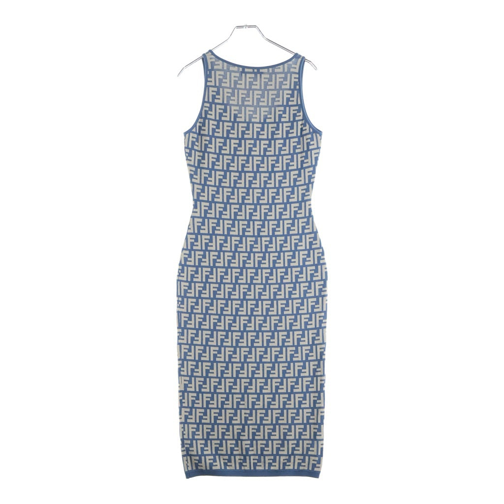 FENDI(フェンディ) 25SS ズッカ柄 ノースリーブ ワンピース ネイビー/ベージュ FZDD38 AUHW レディース