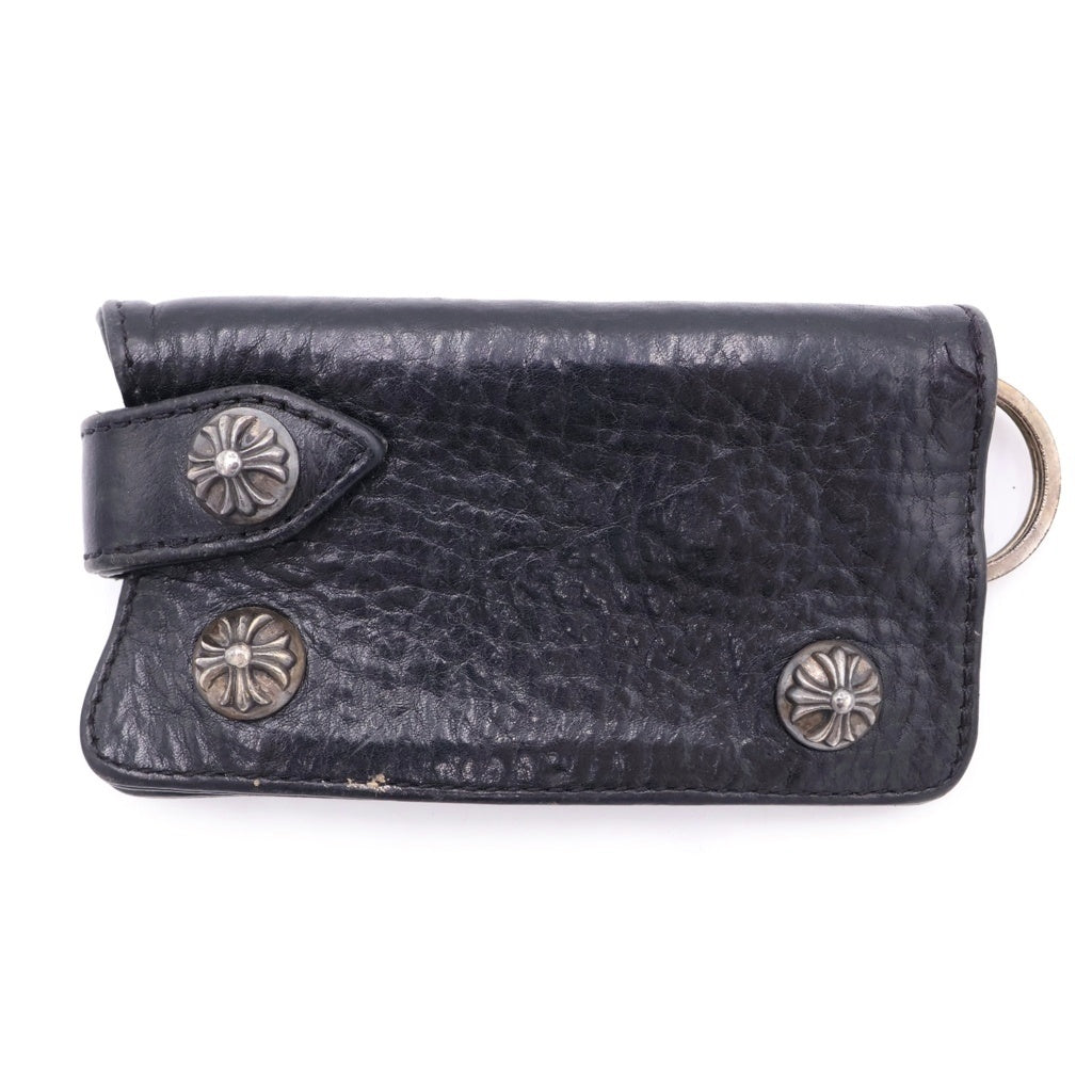 CHROME HEARTS(クロムハーツ) KEY CASE キーケース クロスボールボタン デストロイレザーキーケース ブラック