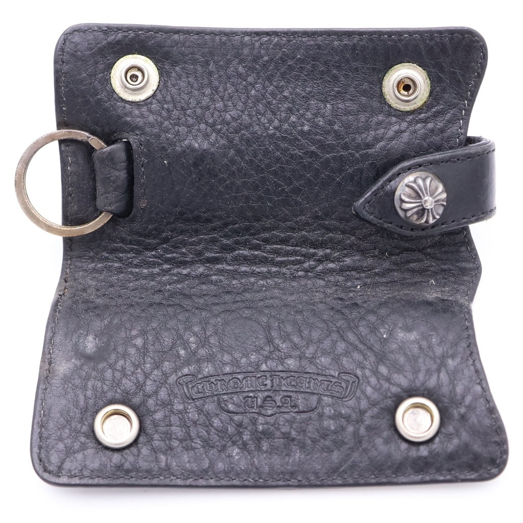 CHROME HEARTS(クロムハーツ) KEY CASE キーケース クロスボールボタン デストロイレザーキーケース ブラック
