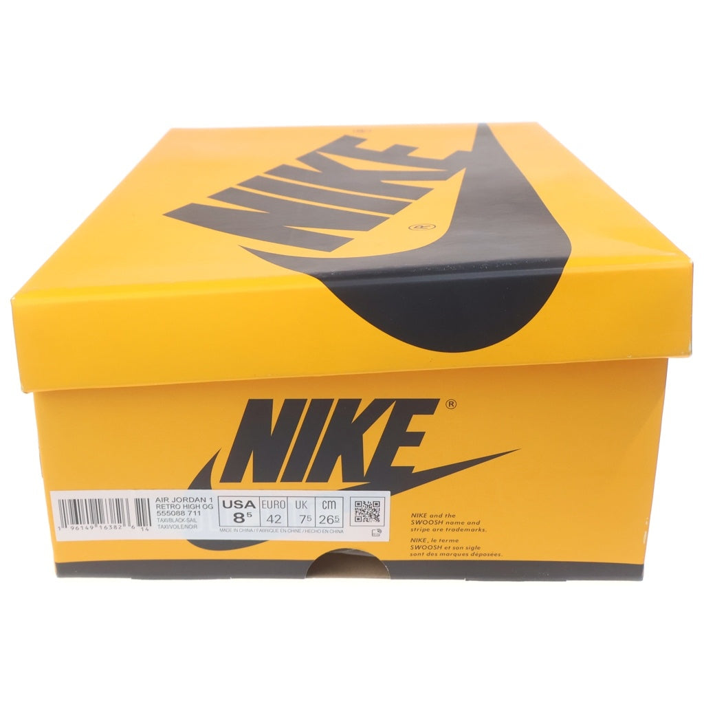 NIKE(ナイキ) AIR JORDAN1 RETRO HIGH OG エアジョーダン1 タクシー ハイカットスニーカー イエロー US8.5/26.5cm 555088-711