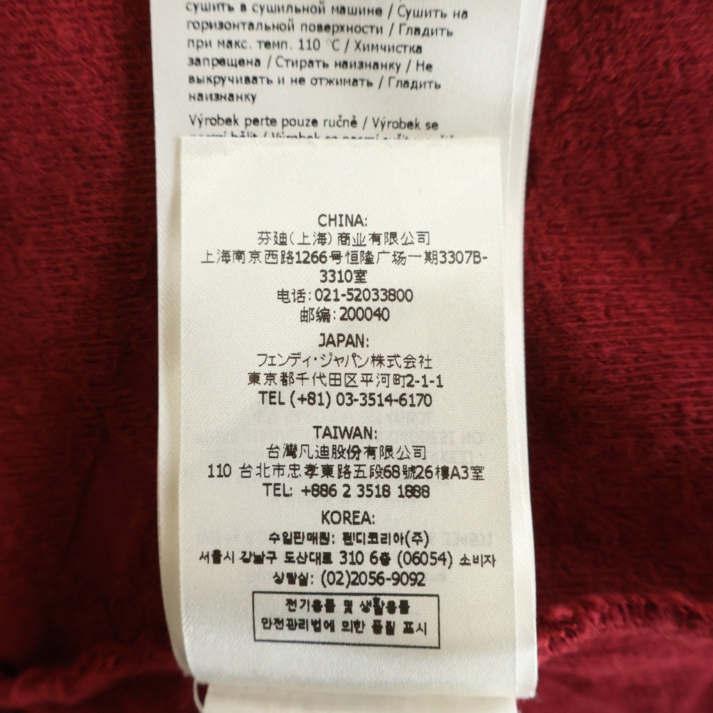 FENDI(フェンディ) FFロゴ ベロア クルーネック 半袖Tシャツ カットソー レッド FY0936 AKDO