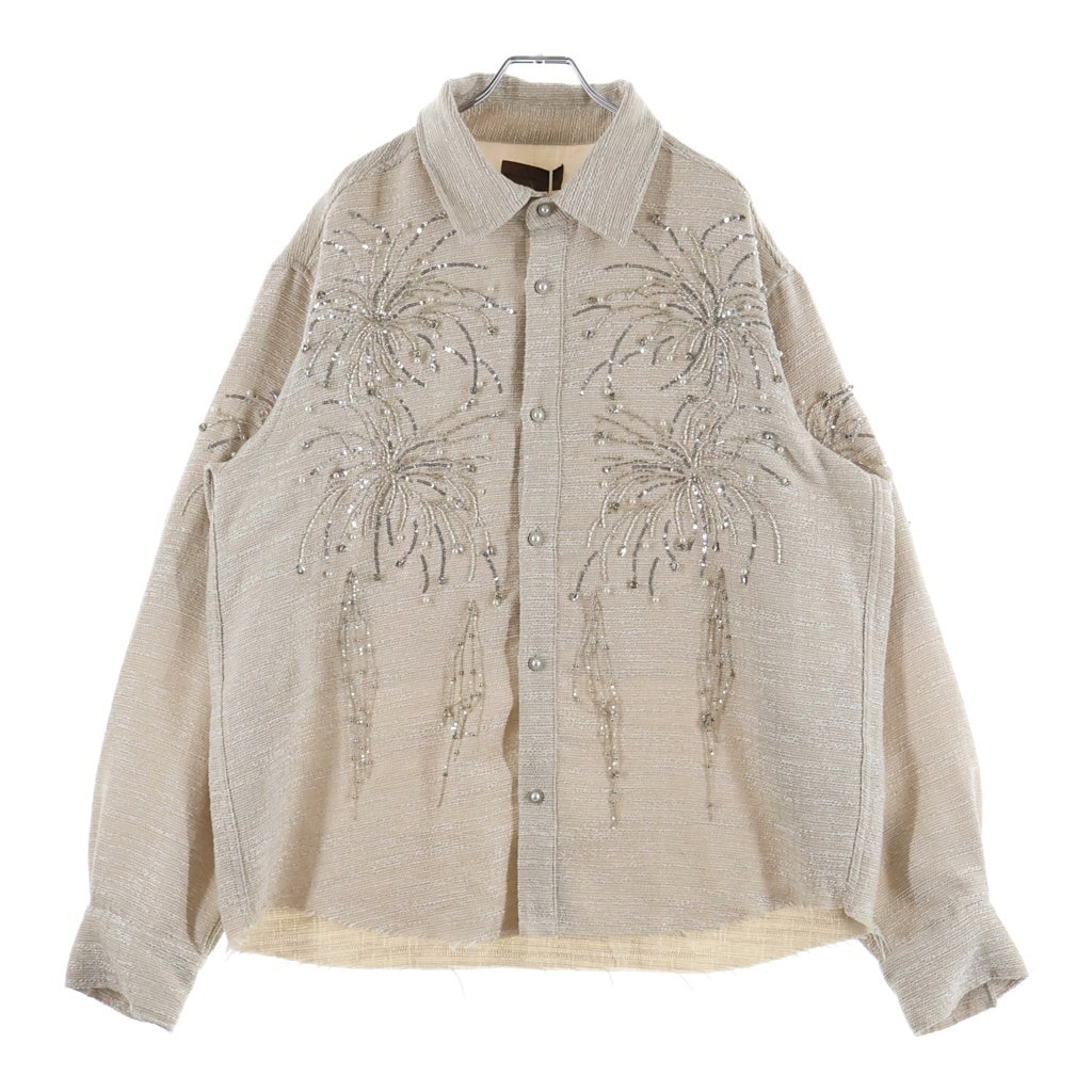 BIRTH OF ROYAL CHILD(バースオブロイヤルチャイルド) 25SS ビジュー装飾 長袖シャツ ベージュ BC25SSLS05