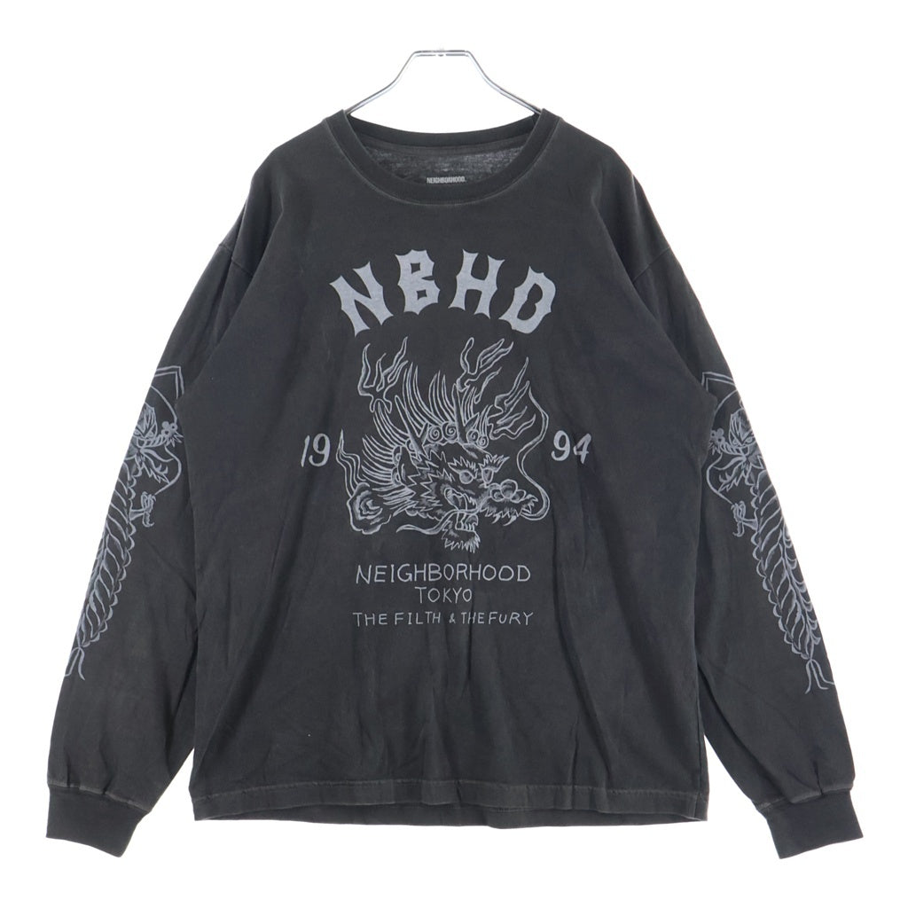 NEIGHBORHOOD(ネイバーフッド) グラフィックプリント クルーネック 長袖Tシャツ カットソー ブラウン 252PCNH-LT14