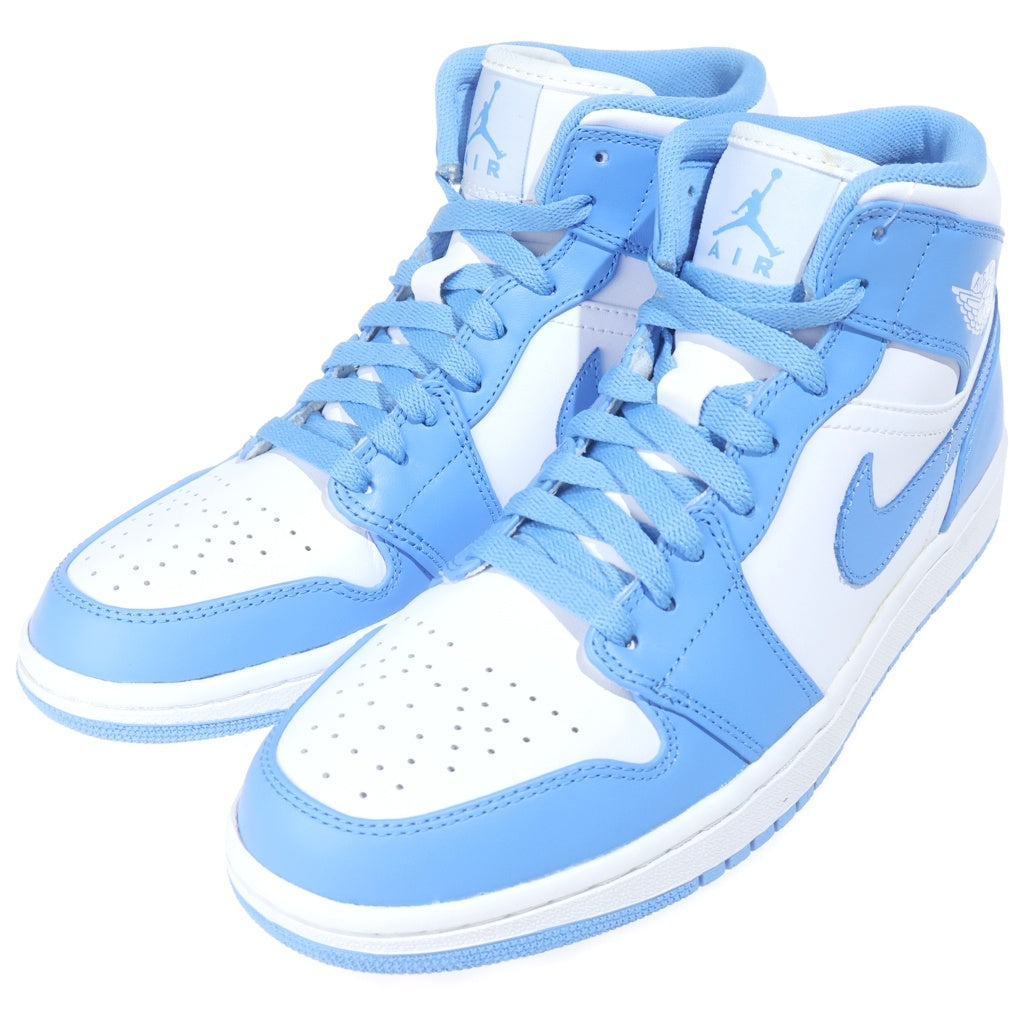 NIKE(ナイキ) 【観賞用 2012年製】 AIR JORDAN MID UNC エアジョーダン1 レトロ ユニバーシティ ブルー ミッドカットスニーカー ホワイト/ブルー US8.5/26.5cm 554724-106