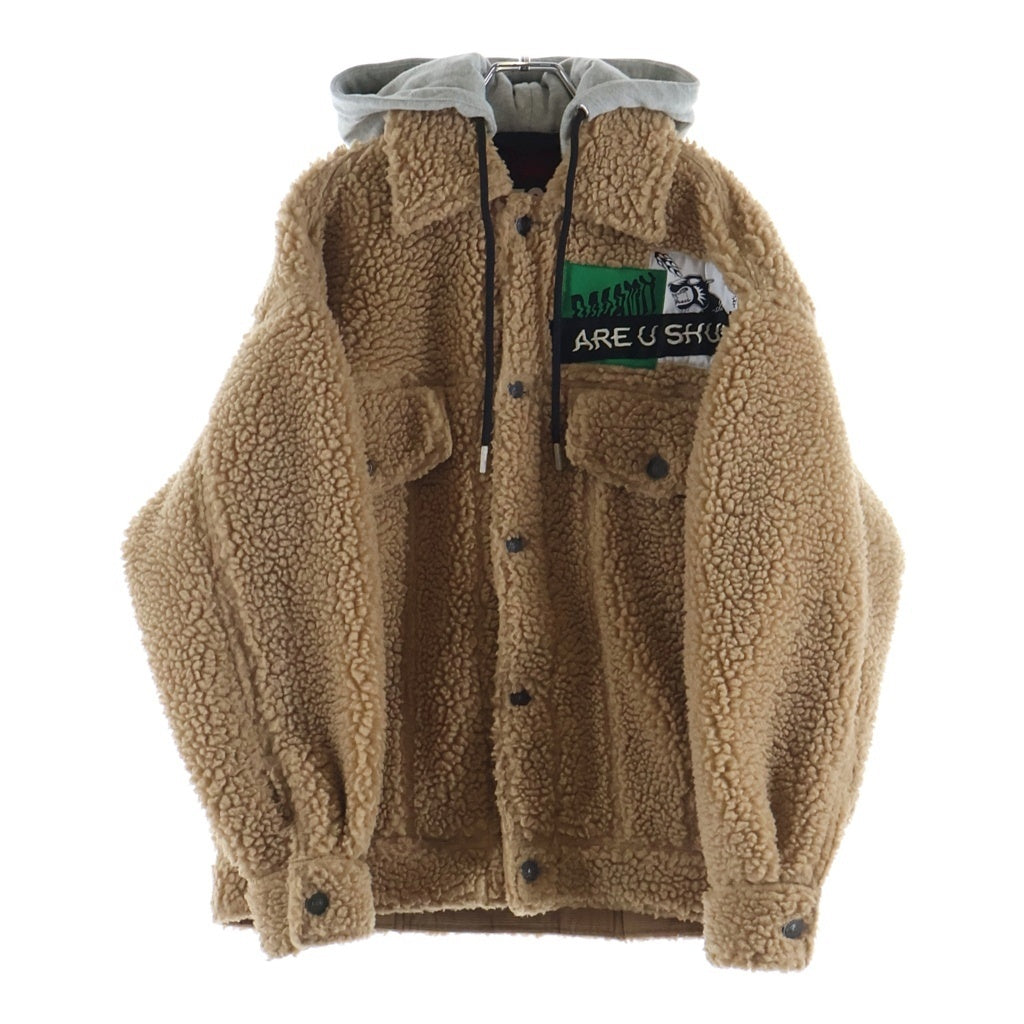 DIESEL(ディーゼル) W-GARY-0KAYY 刺繍ロゴ フード付き フリースジャケット ベージュ A00558