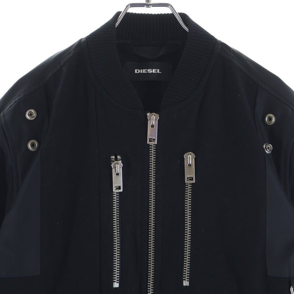 DIESEL(ディーゼル) W-GARBO ナイロン切り替え ウール ジャケット ボンバージャケット ブラック