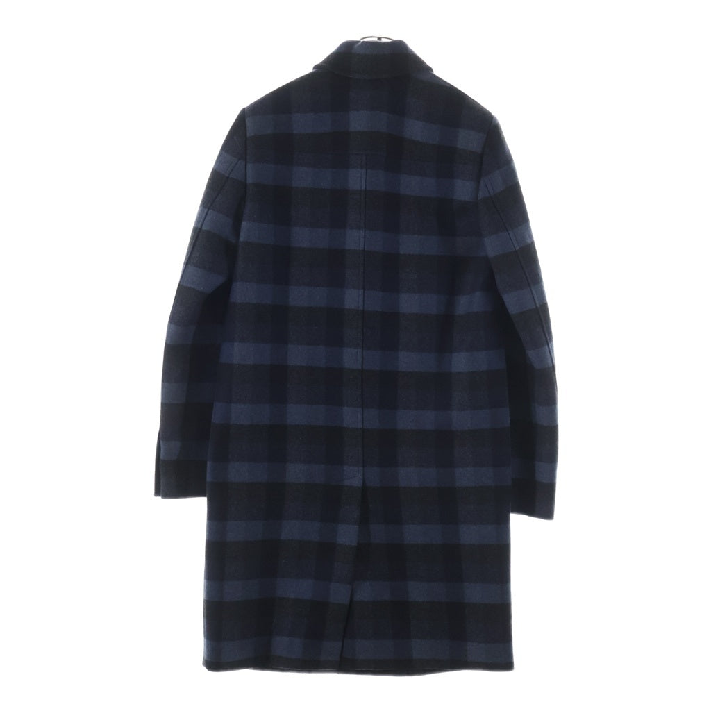 VALENTINO(ヴァレンティノ) チェック ラムレザーカラー付 ステンカラー コート ブルー NV0CA4584LH