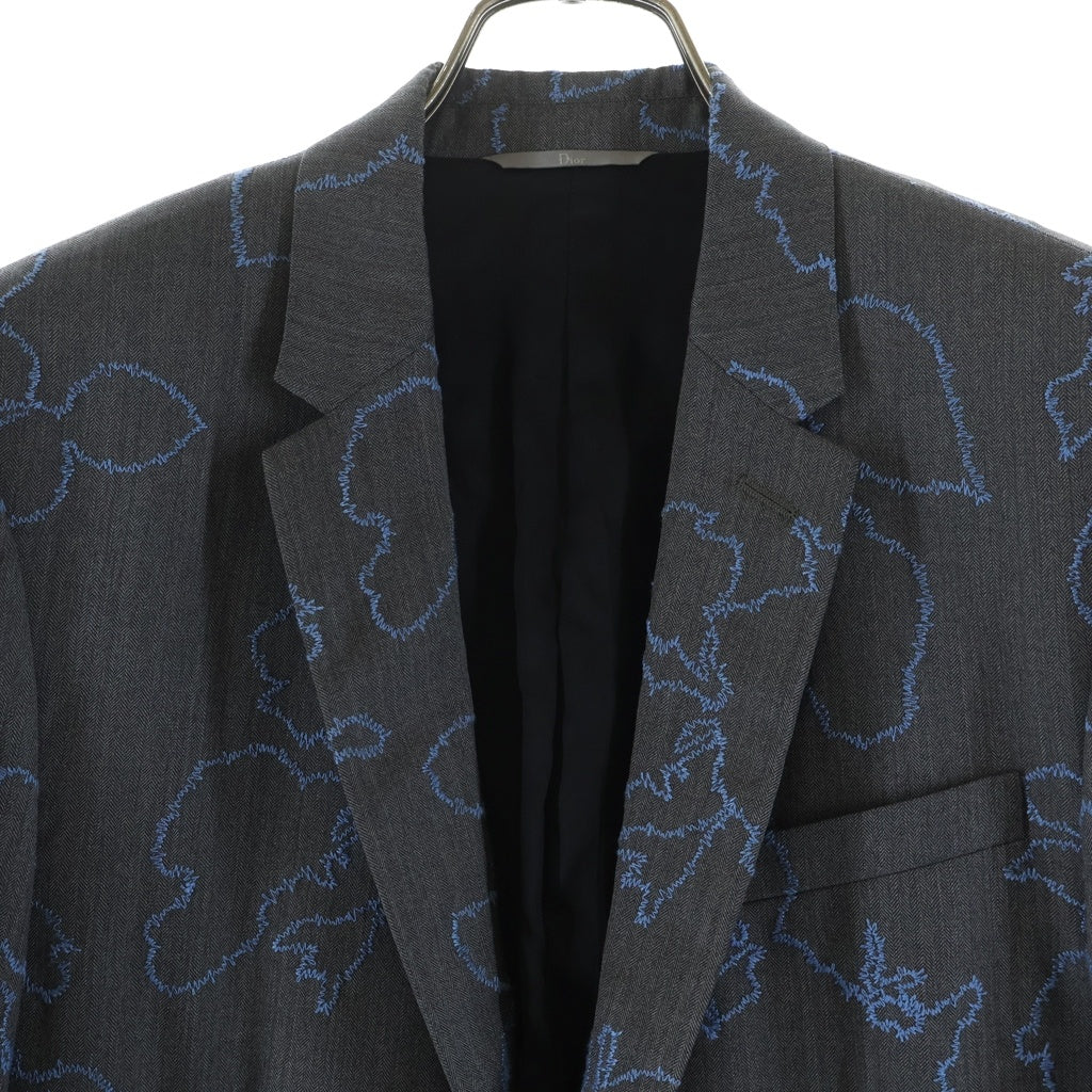 Dior HOMME(ディオールオム) 16AW 花刺繍 テーラード ジャケット グレー 663C290AM600