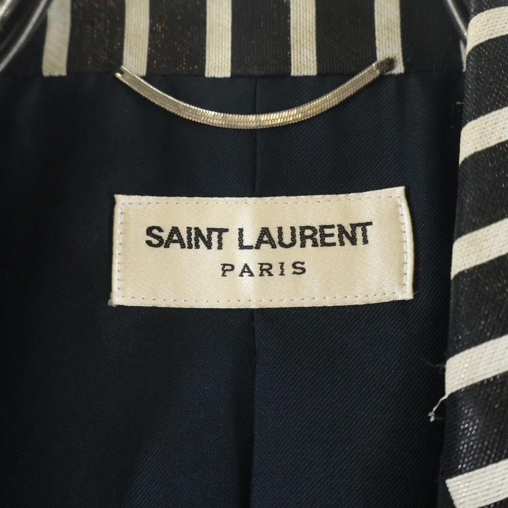 SAINT LAURENT PARIS(サンローランパリ) 13AW ストライプ柄 コーティング テーラードジャケット ブラック/ホワイト 310542 YUN59