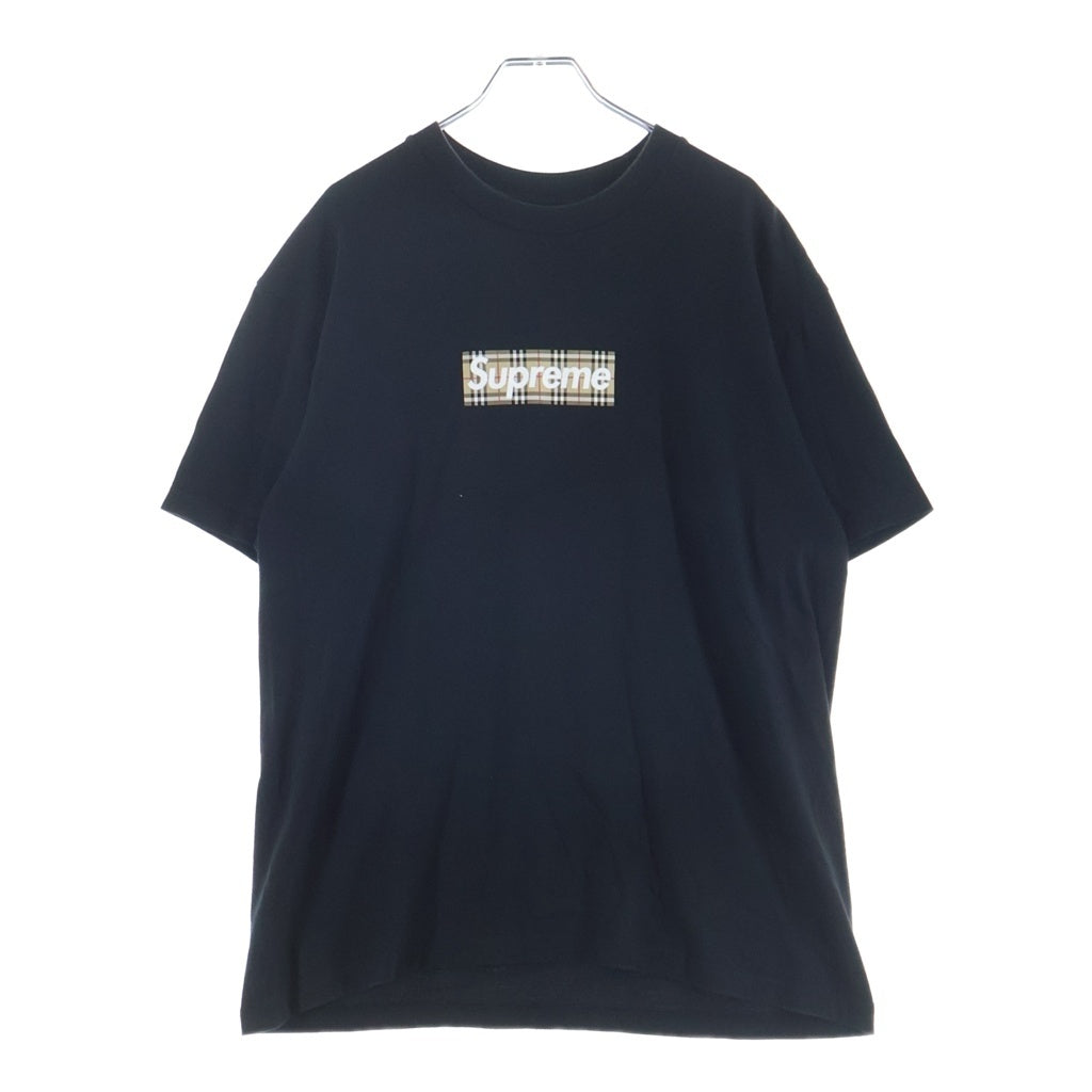 SUPREME(シュプリーム) 22SS ×BURBERRY Box Logo Tee バーバリー ノバチェック ボックスロゴ クルーネック半袖Tシャツ カットソー ブラック