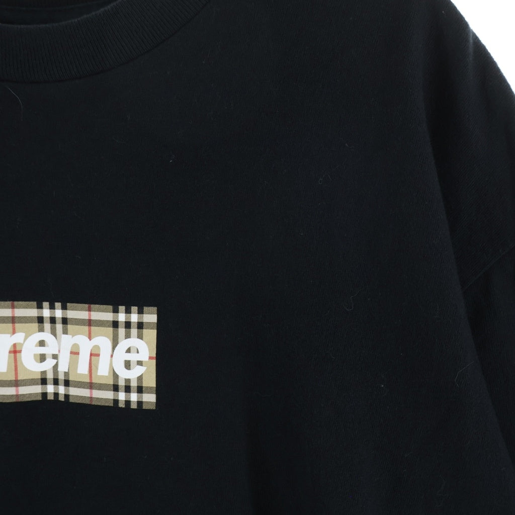SUPREME(シュプリーム) 22SS ×BURBERRY Box Logo Tee バーバリー ノバチェック ボックスロゴ クルーネック半袖Tシャツ カットソー ブラック