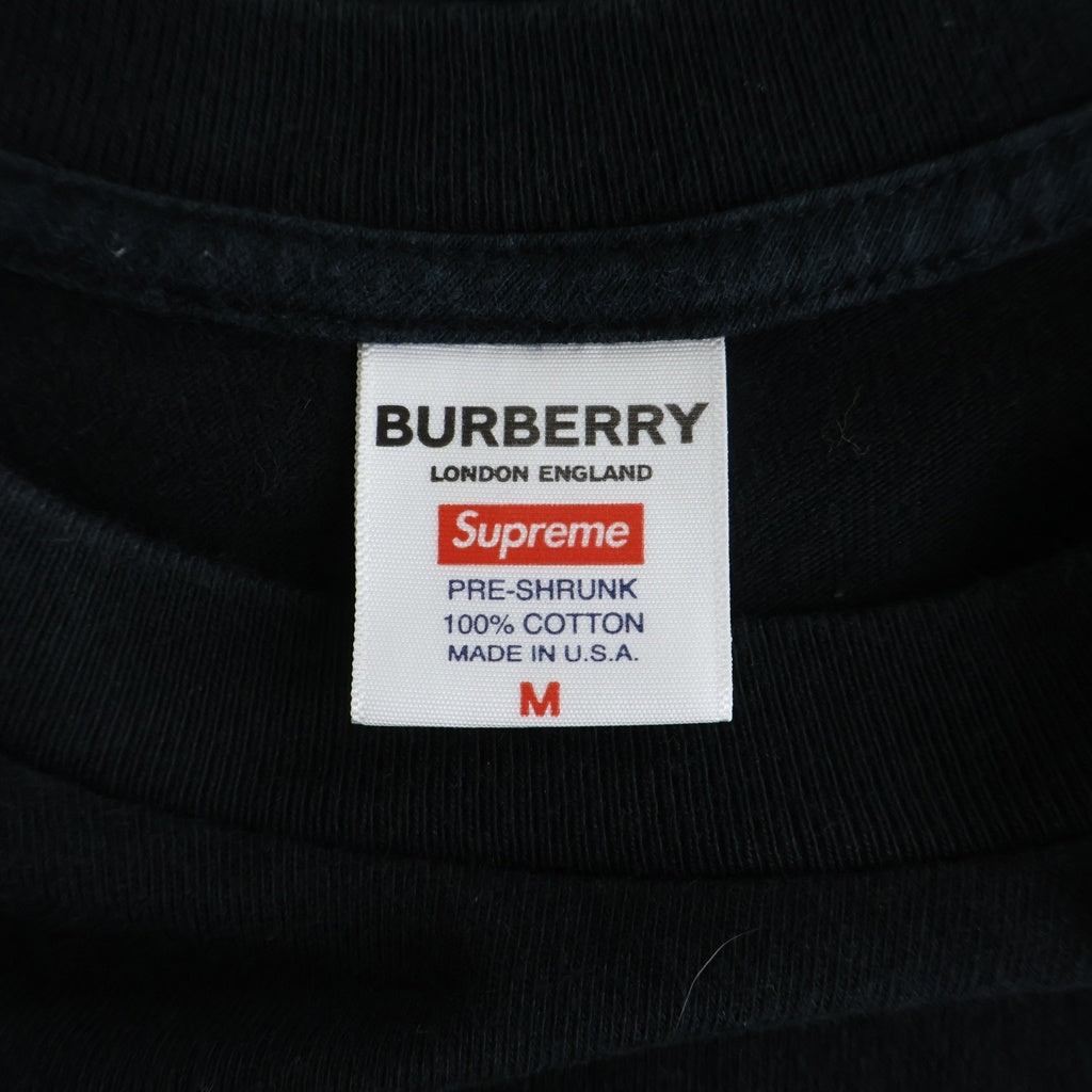 SUPREME(シュプリーム) 22SS ×BURBERRY Box Logo Tee バーバリー ノバチェック ボックスロゴ クルーネック半袖Tシャツ カットソー ブラック
