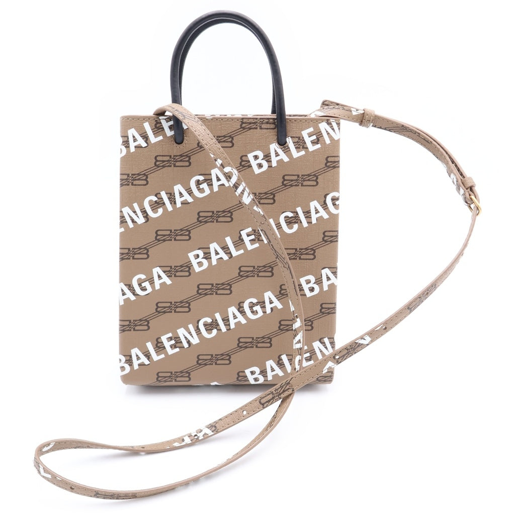BALENCIAGA(バレンシアガ) ロゴ 2WAY ミニショルダーバッグ ミニハンドバッグ ベージュ レザー 693805 レディース