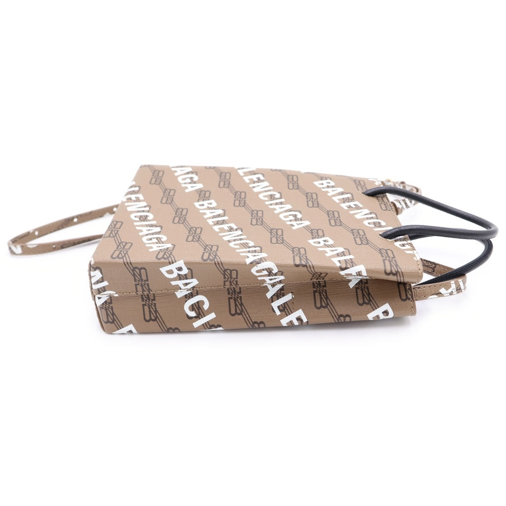 BALENCIAGA(バレンシアガ) ロゴ 2WAY ミニショルダーバッグ ミニハンドバッグ ベージュ レザー 693805 レディース